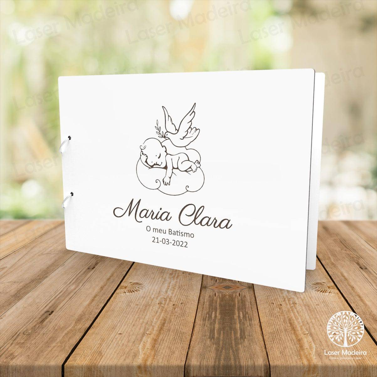 Capa Livro de Honra - A4 - Batismo - Modelo 3 - Laser Madeira